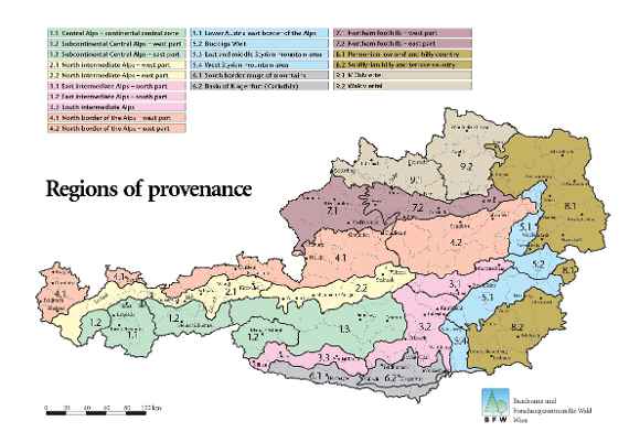 Austrian map of regions of provenance